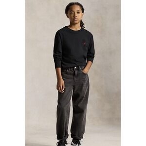 Polo Ralph Lauren Kids L 14-16 Black Waffle Knit Thermal Long Sleeve Pony Shirt